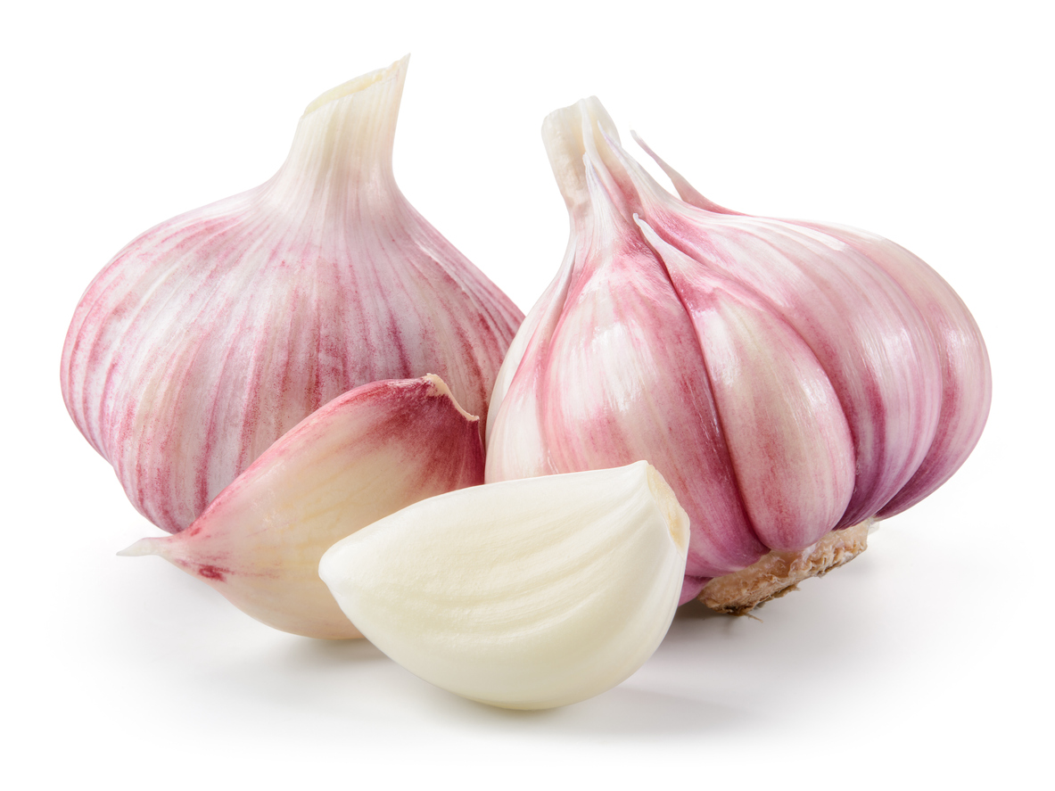 Garlic closeup isolated on white background. With clipping path.