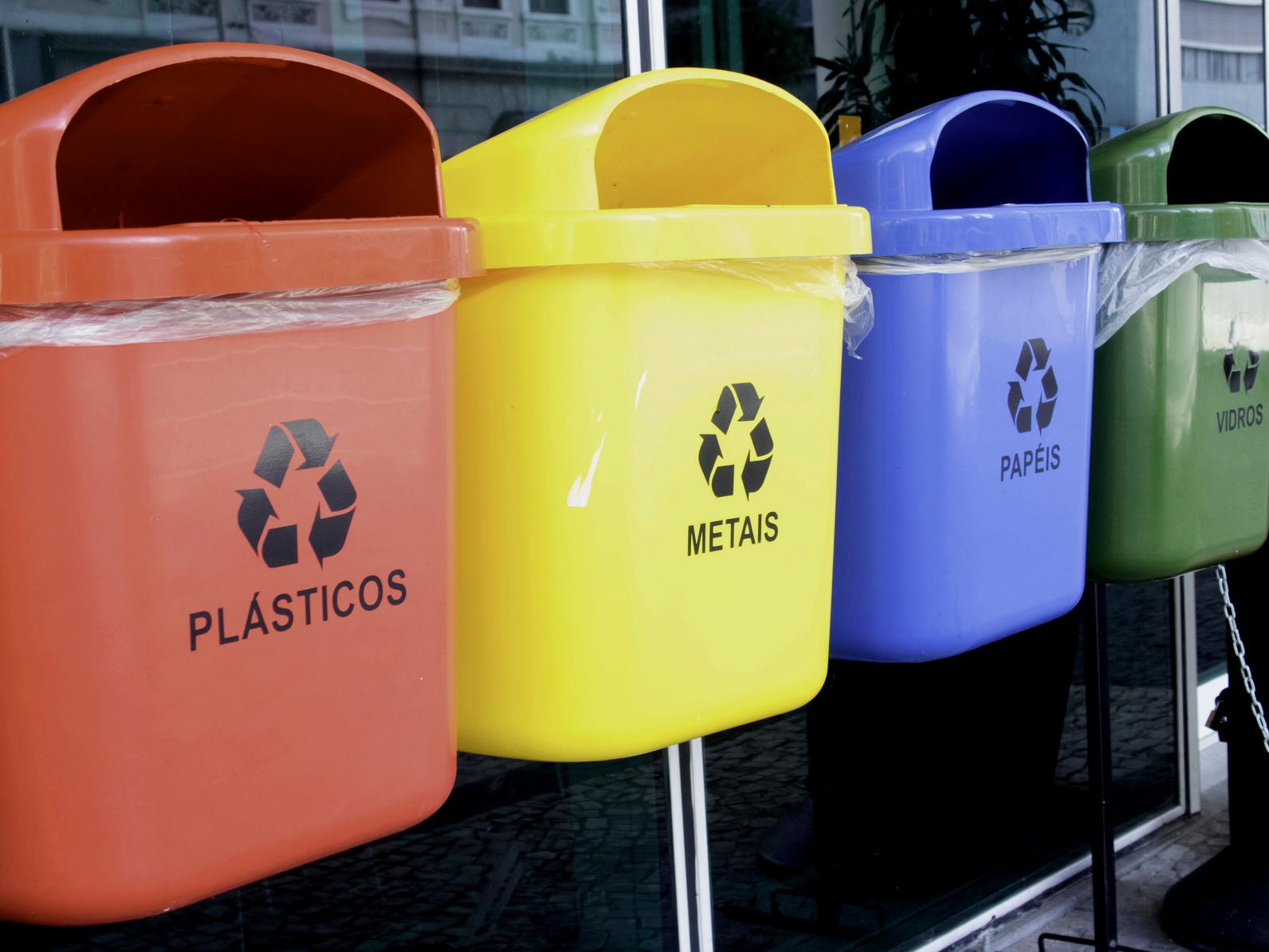 Recycling bins, Rio De Janeiro, Brazil.