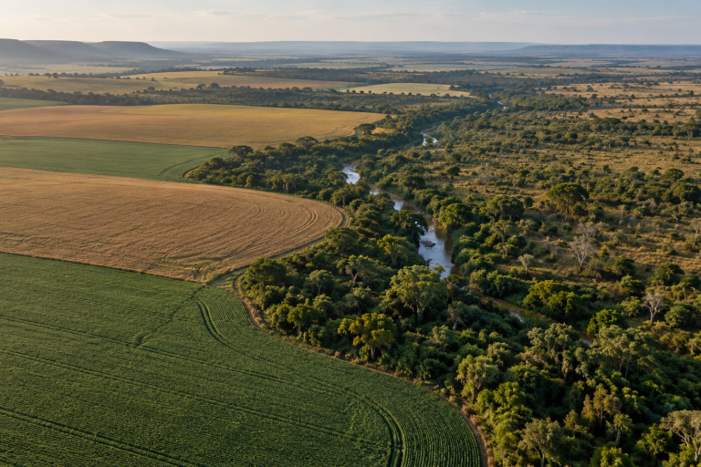 Lavouras e mata nativa no Cerrado
