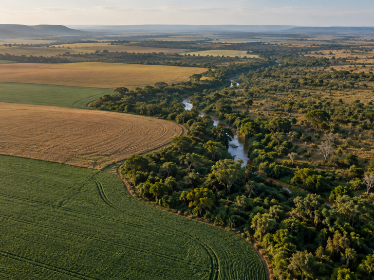 Lavouras e mata nativa no Cerrado